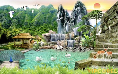 File in trần Tranh phong thủy 3D - phong cảnh sơn thủy hữu tình #63 (bản gốc) đại dương
