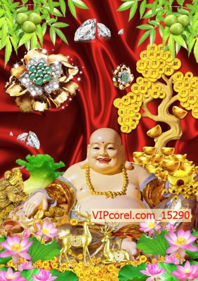 File gốc Tranh tài lộc - Phật di lạc file PSD 15290 (phong cách) tối giản