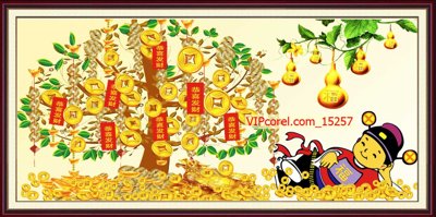 File gốc Tranh tài lộc - Tranh tường 3D file PSD 15257 (ảnh chi tiết) để in ấn