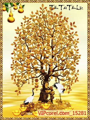 File tranh Tranh tài lộc - Tranh tường 3D file PSD 15281 (gốc) phong cách tối giản
