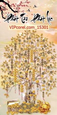 File tranh Tranh tài lộc - Tranh tường 3D file PSD 15301 (gốc) phong cách tối giản