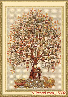 File PSD Tranh tài lộc - Tranh tường 3D file PSD 15302 (gốc) cho in quảng cáo