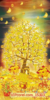 File gốc Tranh tài lộc - Tranh tường 3D file PSD 15303 (vector) cho in ấn