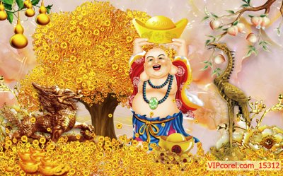 Tải file gốc in lụa Tranh tài lộc - Tranh tường 3D file PSD 15312 siêu nét
