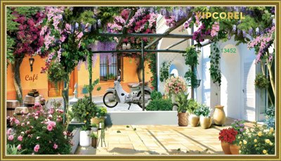 Tải file Tranh tường đầy hoa trang trí quán cà phê file in (ảnh gốc) 300dpi Tranh tường đầy hoa trang trí quán cà phê file in