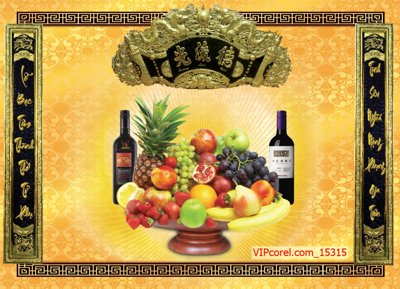 File tranh Tranh tường cuốn thư - mâm ngũ quả PSD 15315 (gốc) in backlit film