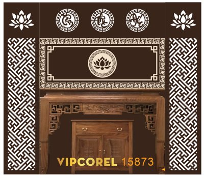 File in lụa Vách CNC ốp tường sau bàn thờ #95 file corel (tân cổ điển) Vách CNC ốp tường sau bàn thờ #95 file corel