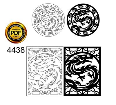 Tải file Vách hoa văn con rồng hình tròn và hình vuông CNC (ảnh gốc) in gạch 3D