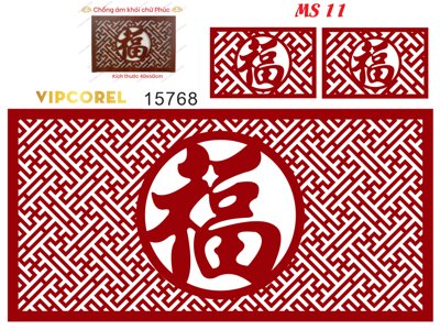 File in lụa Vách ngăn CNC phòng thờ chữ Phúc #13 (hoa văn) Vách ngăn CNC phòng thờ chữ Phúc #13