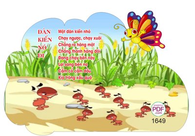 File in ấn Văn thơ trang trí mầm non - Đàn kiến nó đi file PDF & CDR chuyên nghiệp