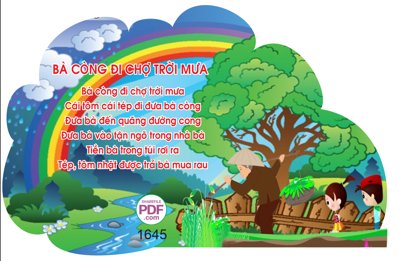 File PSD Văn thơ trang trí mầm non - bà còng đi chợ trời mưa file PDF & CDR (nguyên gốc) chất lượng cao