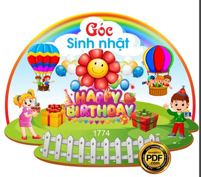 File gốc [VIP] GÓC SINH NHẬT TRANG TRÍ TRƯỜNG MẦM NON file PDF & CDR (in ấn) màu sắc trung thực
