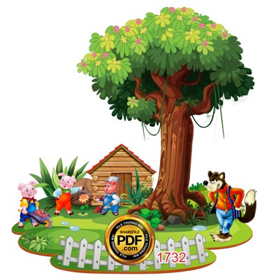 File tranh gốc [VIP] Tranh cây ba chú heo con file PDF & CDR (bản quyền) Filetranh.com
