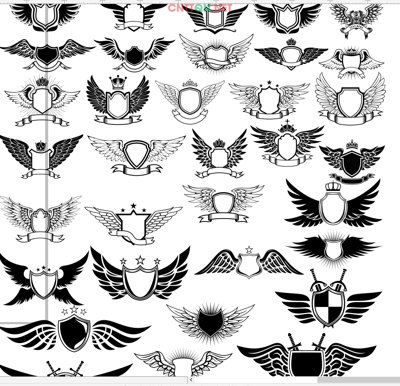 Download file gốc Vector Đại bàng, cánh chim, hoa lá, cánh buồm CDR (in mica) logo