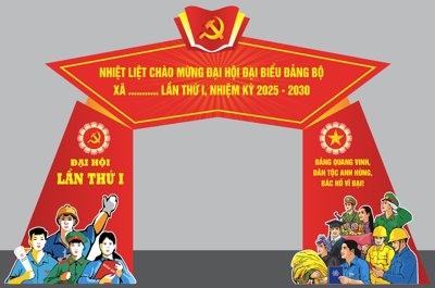 Tải file gốc in lụa [Vector] Cổng Chào Đại hội Đảng Bộ 2025-2030 siêu nét