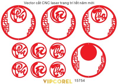 File ảnh gốc Vector cắt CNC laser trang trí tết năm mới file corel (chuyên in mica)