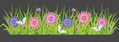 File in ấn chuyên nghiệp Vector cỏ xanh - hoa lá và bướm trắng file corel (file gốc)