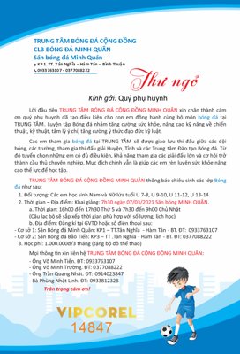 File gốc Vector thư ngỏ bóng đá kính gửi phụ huynh (in 3D) cho trang trí