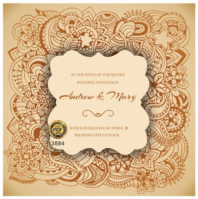 File gốc Vector wedding Invitation #119 file PDF (in tráng gương) hiện đại