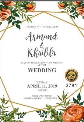 File in lụa Vector wedding Invitation #16 file PDF (hoa văn) Vector wedding Invitation #16 file PDF