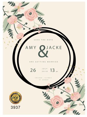 File in trần Vector wedding Invitation #173 file PDF (file gốc) hoa văn 3D