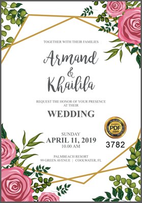 File tranh Vector wedding Invitation #17 file PDF (file gốc) chuẩn màu in