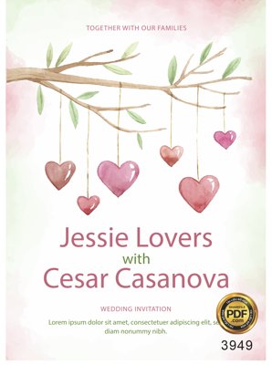 File gốc Vector wedding Invitation #185 file PDF (in lụa) hoa văn cổ điển