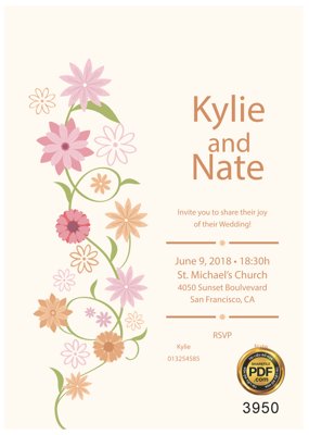 Tệp tin gốc Vector wedding Invitation #186 file PDF (dùng cho in) Vector wedding Invitation #186 file PDF