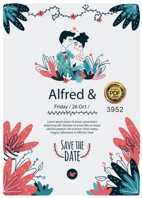 File gốc Vector wedding Invitation #188 file PDF (cho in 3D) độc đáo