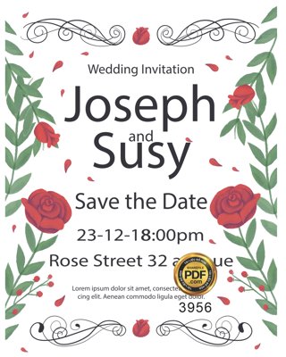 File gốc in mica Vector wedding Invitation #192 file PDF chất lượng