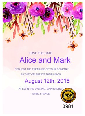 File gốc Vector wedding Invitation #217 file PDF (PNG) không nền chất lượng