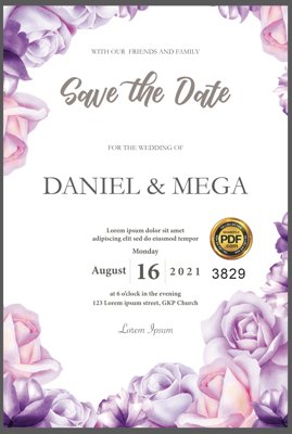 Ảnh gốc Vector wedding Invitation #64 file PDF (độ nét cao) in tráng gương