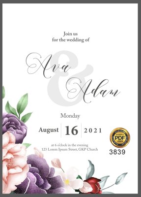File gốc Vector wedding Invitation #74 file PDF (bản quyền) cho in ấn