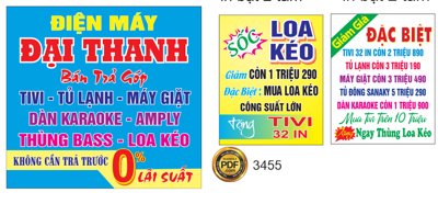 Download file gốc biển vẫy Điện máy Đại Thanh - loa kéo giá sốc file Corel (in lụa) cao cấp