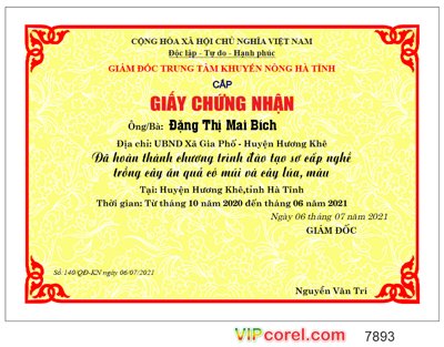 Tải file gốc giấy chứng nhận trung tâm khuyến nông - trồng cây ăn quả (bản PSD) đầy đủ layer