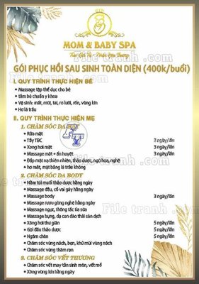 File in ấn menu mom & baby (bản gốc) từ file gốc