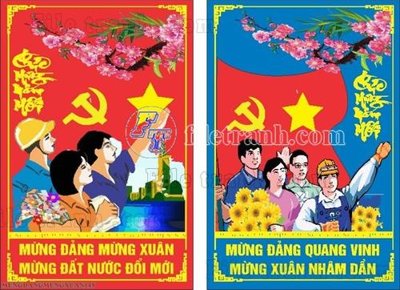 File gốc File thiết kế mẫu tranh mừng đảng mừng xuân MX145 (in lụa) tranh mã đáo