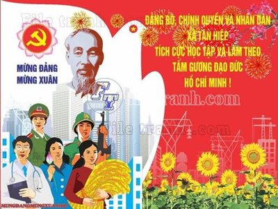 File PSD File thiết kế mẫu tranh mừng đảng mừng xuân MX160 (chất lượng in ấn)