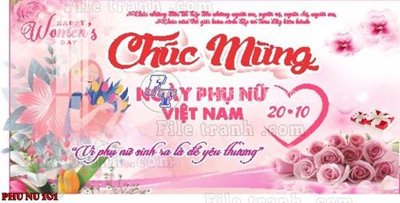 Ảnh gốc File mẫu phông sân khấu quốc tế phụ nữ 8/3 mã 101 (nét căng) in mica