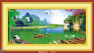 File in trần Tranh phong thủy 114 (bản gốc) hoa văn