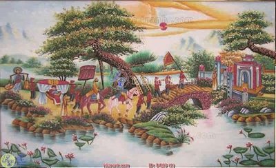 File in trần File tranh đồng quê DQ93 (bản gốc) hoa văn