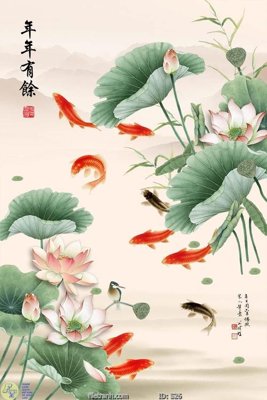 Mua file gốc Tranh cửu ngư quần hội sen cá S26 (chất lượng) tại Filetranh.com