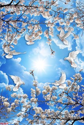 Ảnh gốc File tranh trần mây 3d TR480 (độ nét cao) in tráng gương