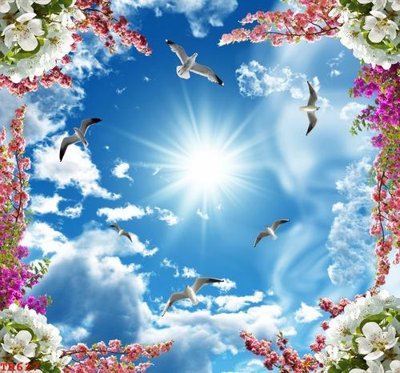 File ảnh File tranh trần mây 3d TR627 (gốc) cho trang trí nhà hàng