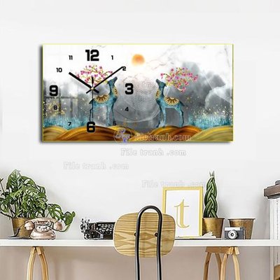 File gốc in ấn File tranh đồng hồ tráng gương BDH1040 chuẩn màu CMYK
