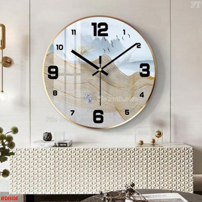 File in lụa File tranh đồng hồ tráng gương BDH106 (tân cổ điển) File tranh đồng hồ tráng gương BDH106