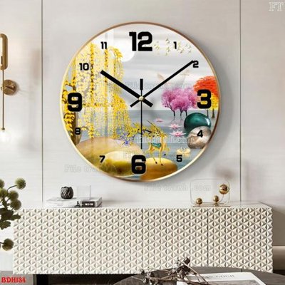 Download file gốc File tranh đồng hồ tráng gương BDH134 (in lụa) hoa lá