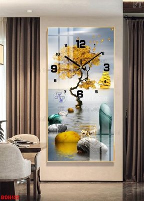 File gốc File tranh đồng hồ tráng gương BDH422 (in lụa) cao cấp