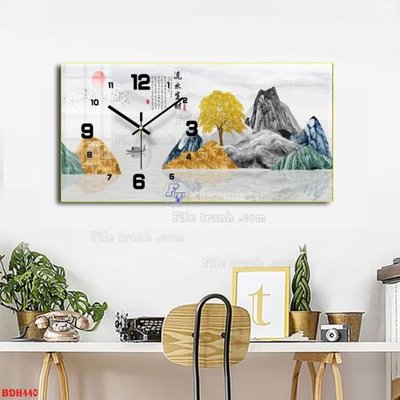 Ảnh gốc File tranh đồng hồ tráng gương BDH440 (độ nét cao) in mica