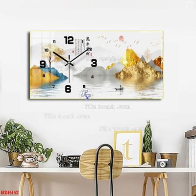 File tranh File tranh đồng hồ tráng gương BDH442 (bản gốc) treo phòng ăn